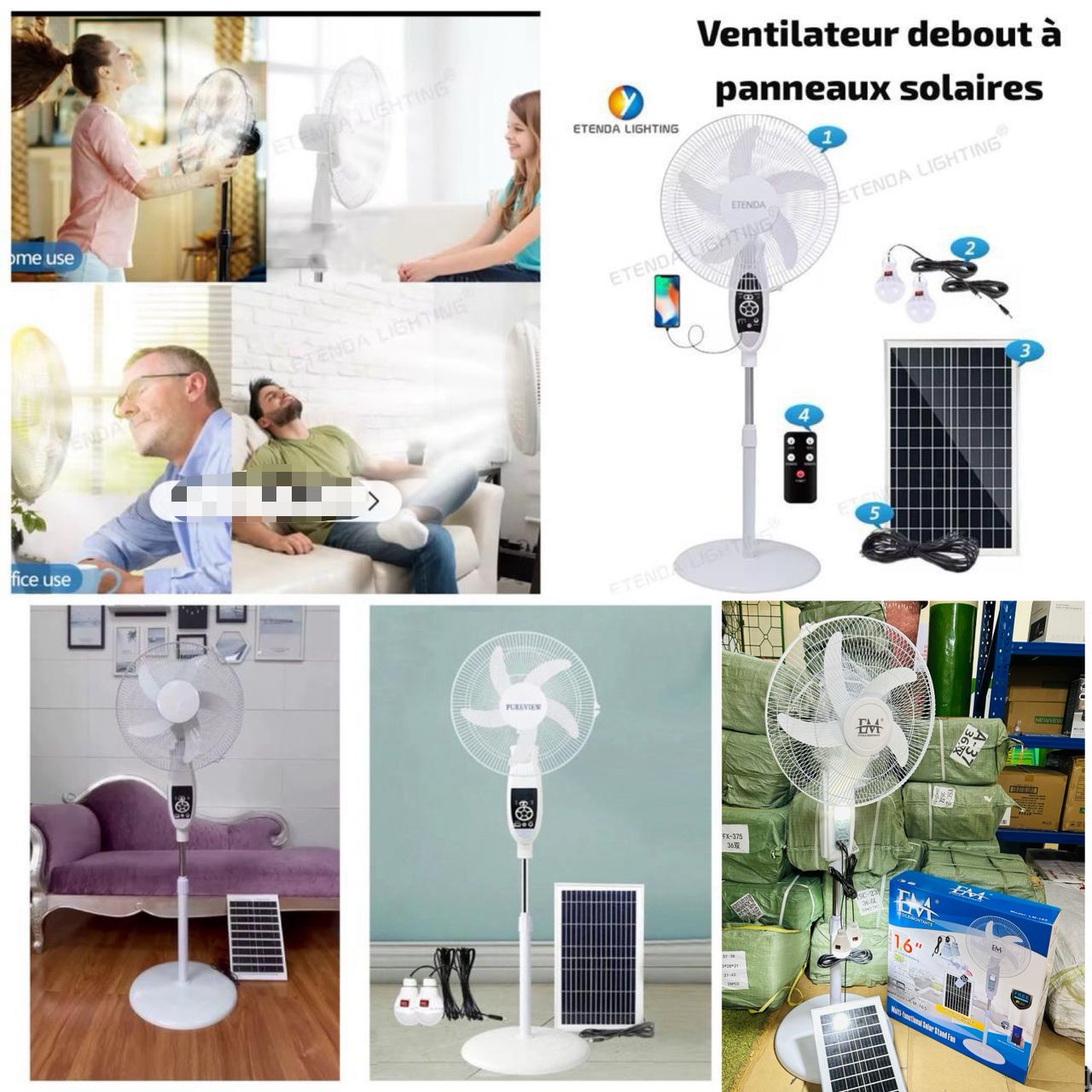 Ventilateur solaire rechargeable