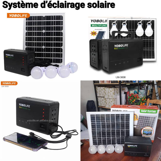 Générateur à panneaux solaires avec 4 lampes